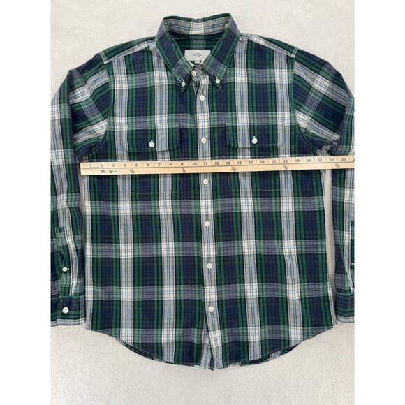 Jack Spade Mens Navy Green Plaid Shirt Button Down Cotton L - Picture 6 of 7